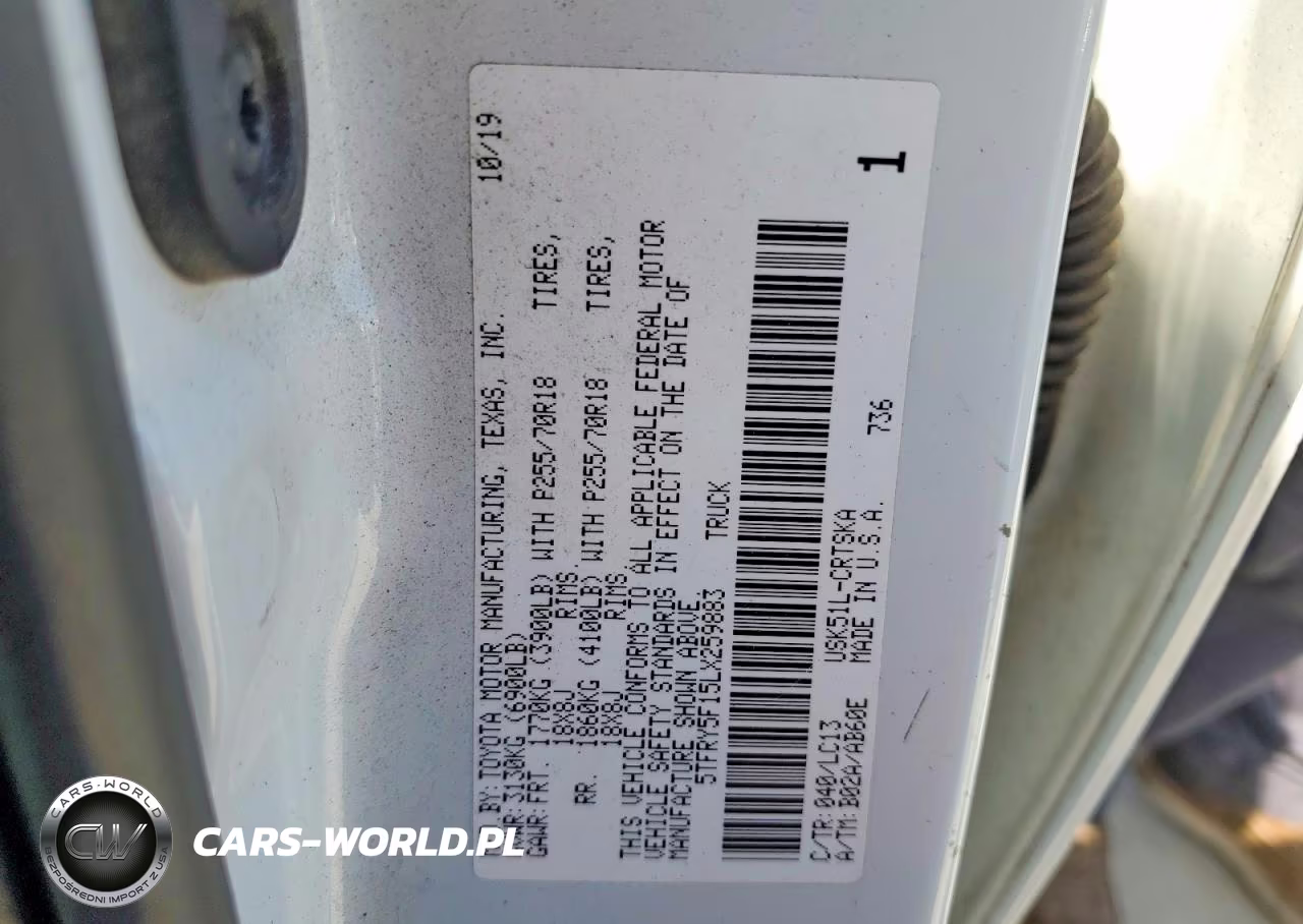 2020 Toyota Tundra Sr VIN:5TFRY5F15LX259883 - 13