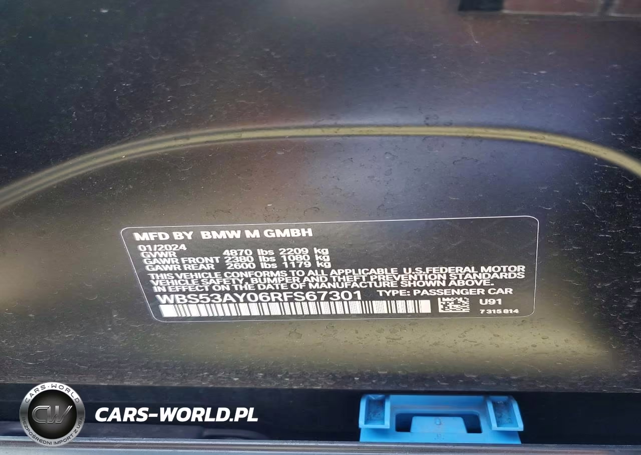 2024 BMW M3 VIN:WBS53AY06RFS67301 - 12