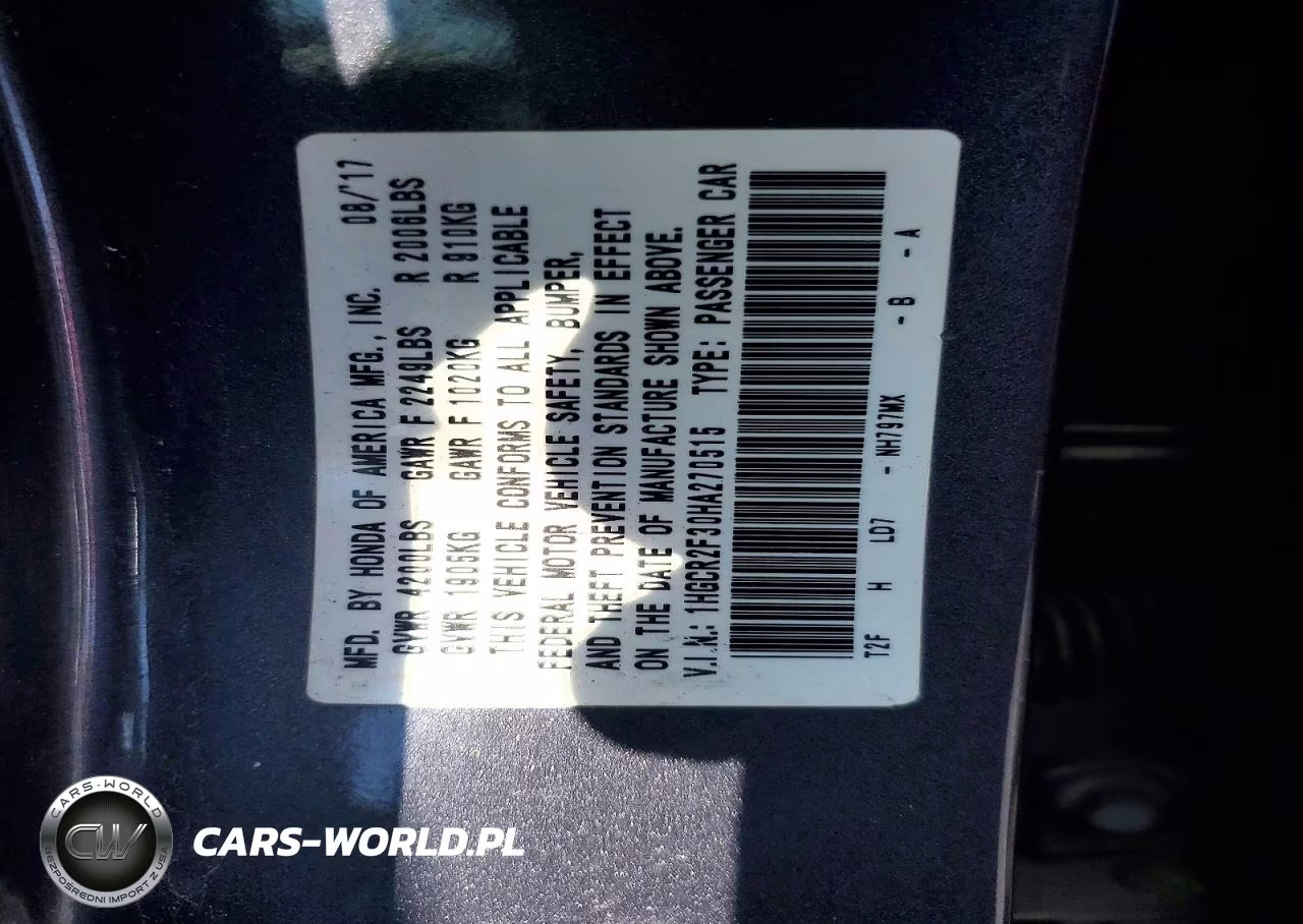2017 Honda Accord Lx VIN:1HGCR2F30HA270515 - 12