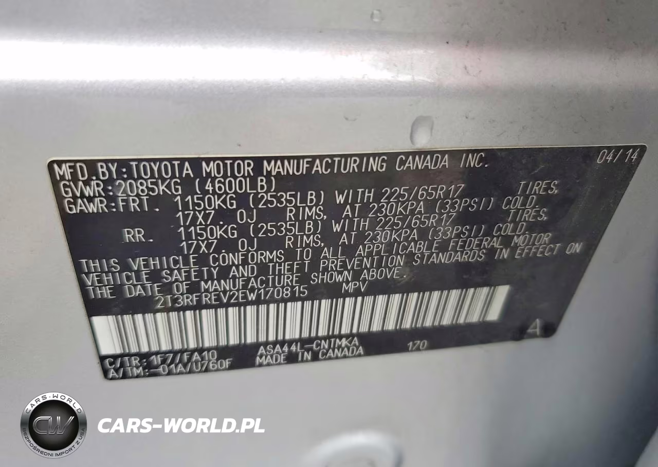 2014 Toyota Rav4 Xle VIN:2T3RFREV2EW170815 - 13