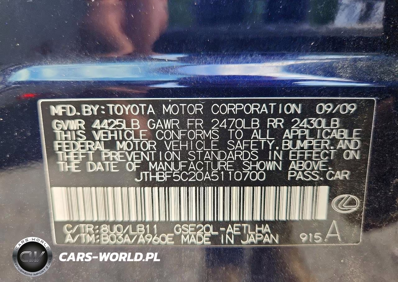 2010 Lexus Is 250 VIN:JTHBF5C20A5110700 - 13