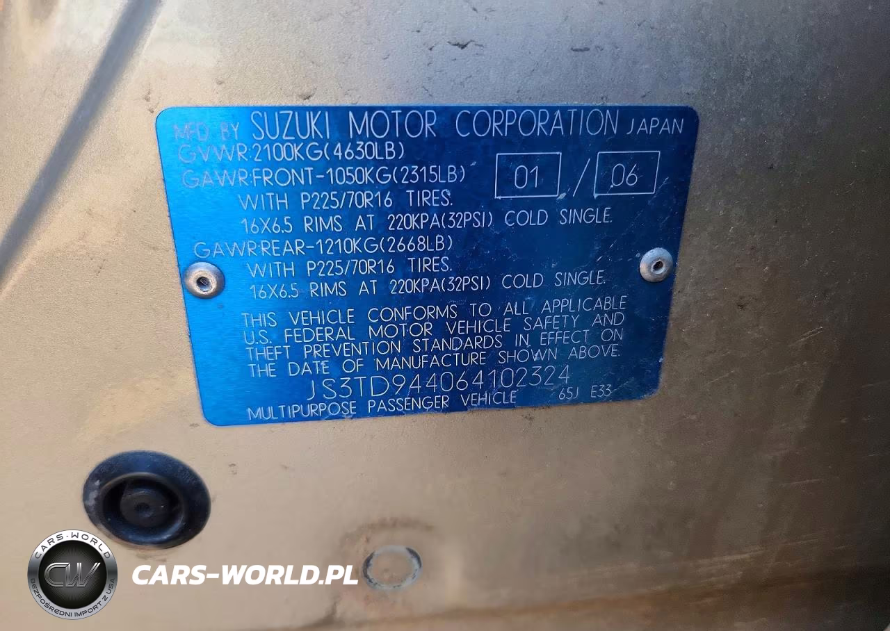 2006 Suzuki Grand Vitara Xsport VIN:JS3TD944064102324 - 12