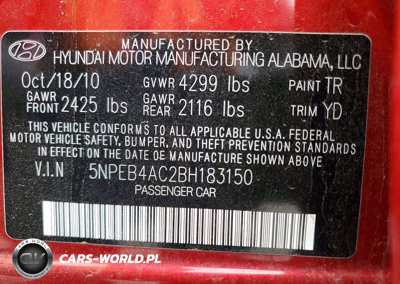 2011 Hyundai Sonata Gls VIN:5NPEB4AC2BH183150 - 12