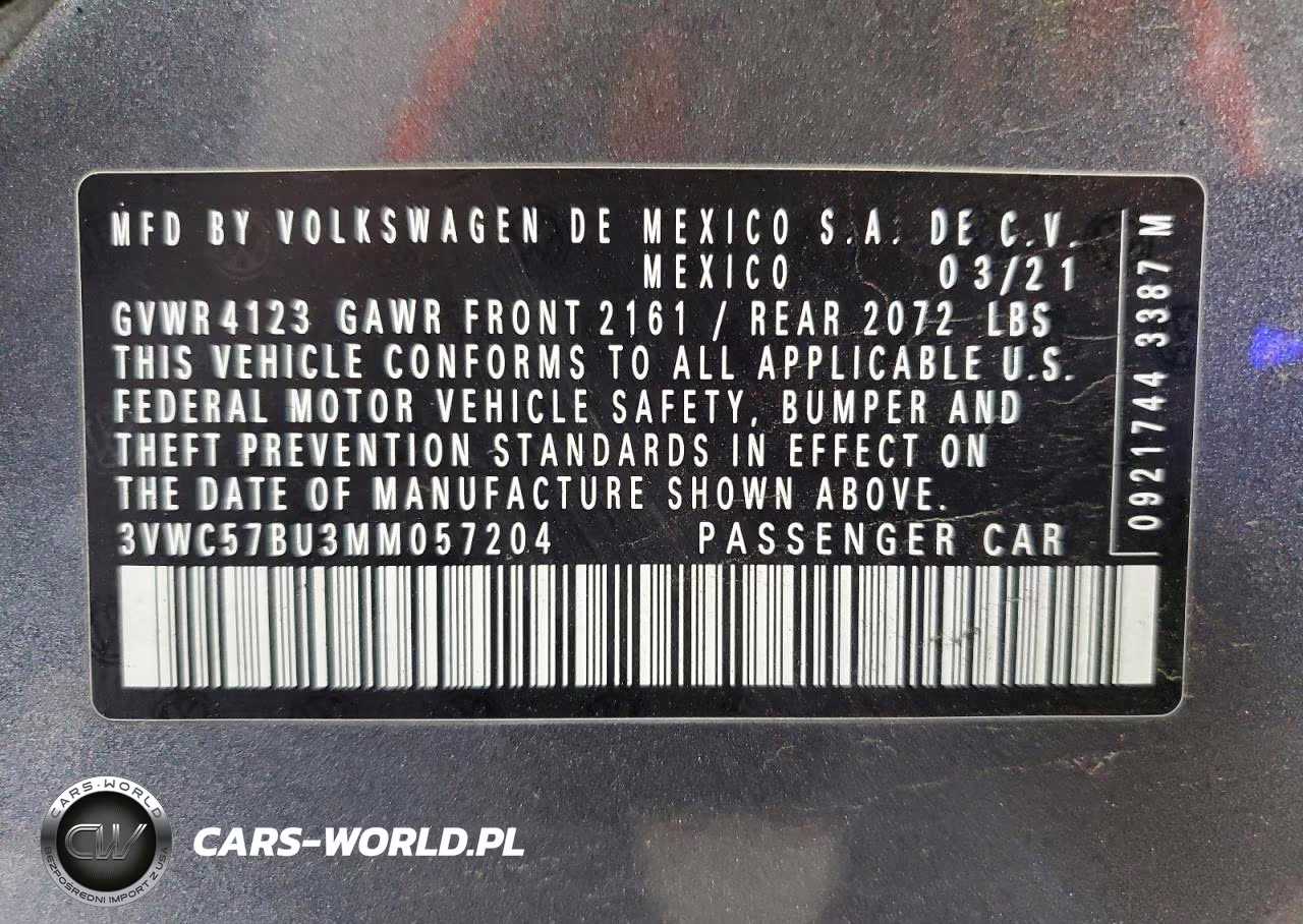 2021 VOLKSWAGEN JETTA S VIN:3VWC57BU3MM057204 - 12