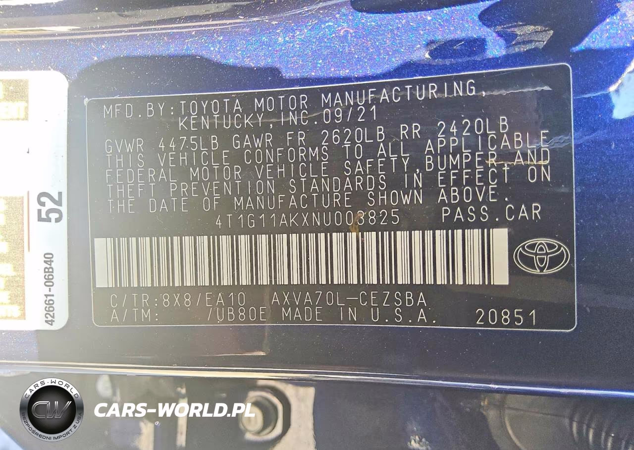 2022 Toyota Camry Se VIN:4T1G11AKXNU003825 - 12
