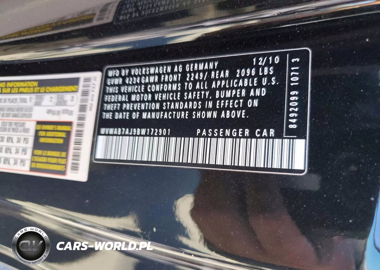 2011 Volkswagen Golf VIN:WVWAB7AJ9BW172901 - 12