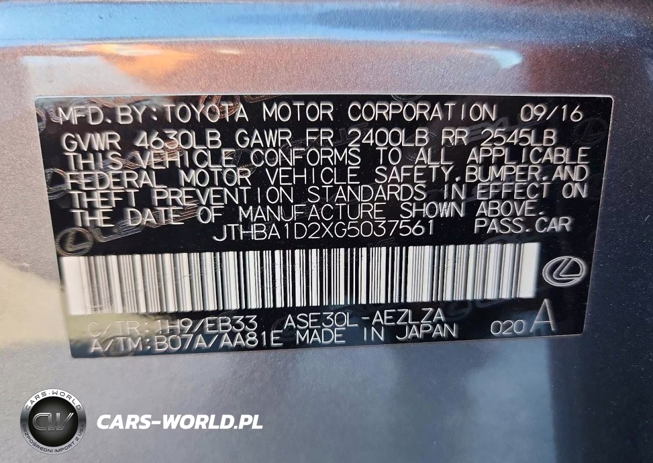 2016 Lexus Is 200T VIN:JTHBA1D2XG5037561 - 13