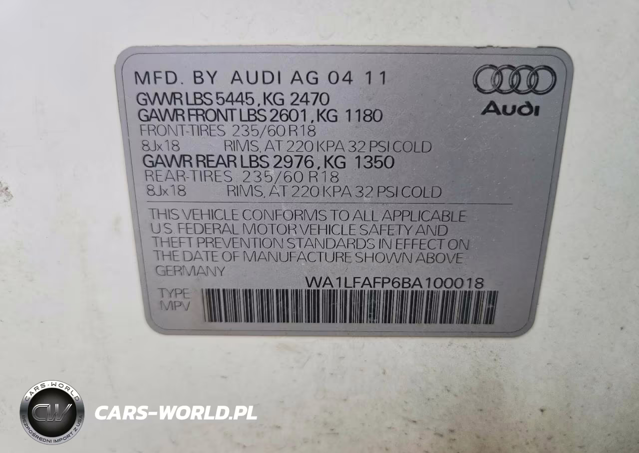 2011 Audi Q5 Premium Plus VIN:WA1LFAFP6BA100018 - 12