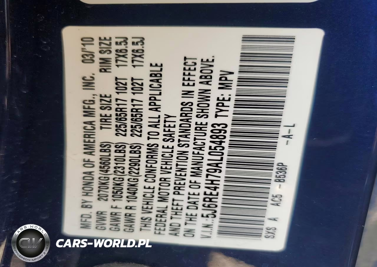 2010 Honda Cr-V Exl VIN:5J6RE4H79AL054893 - 13