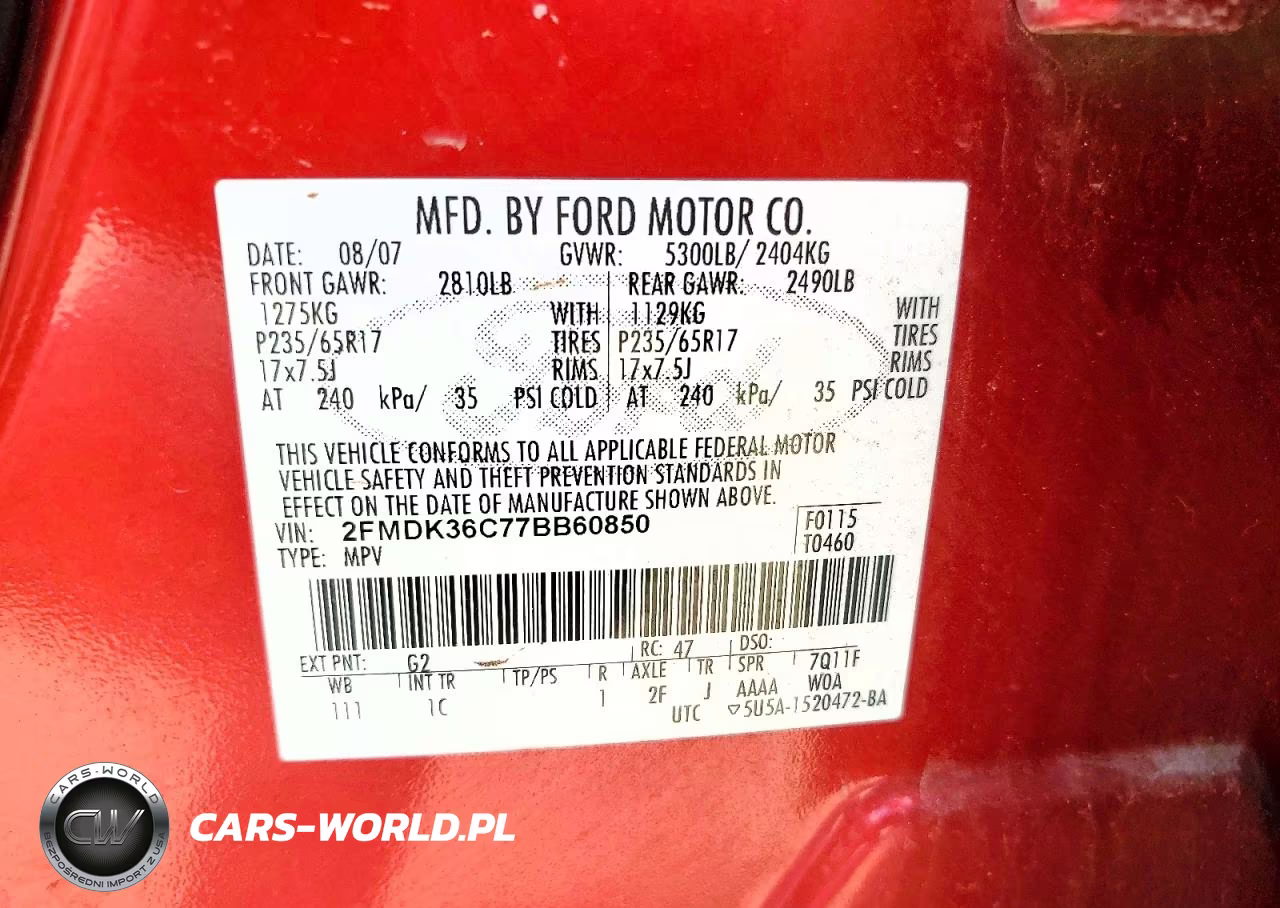 2007 Ford Edge Se VIN:2FMDK36C77BB60850 - 13
