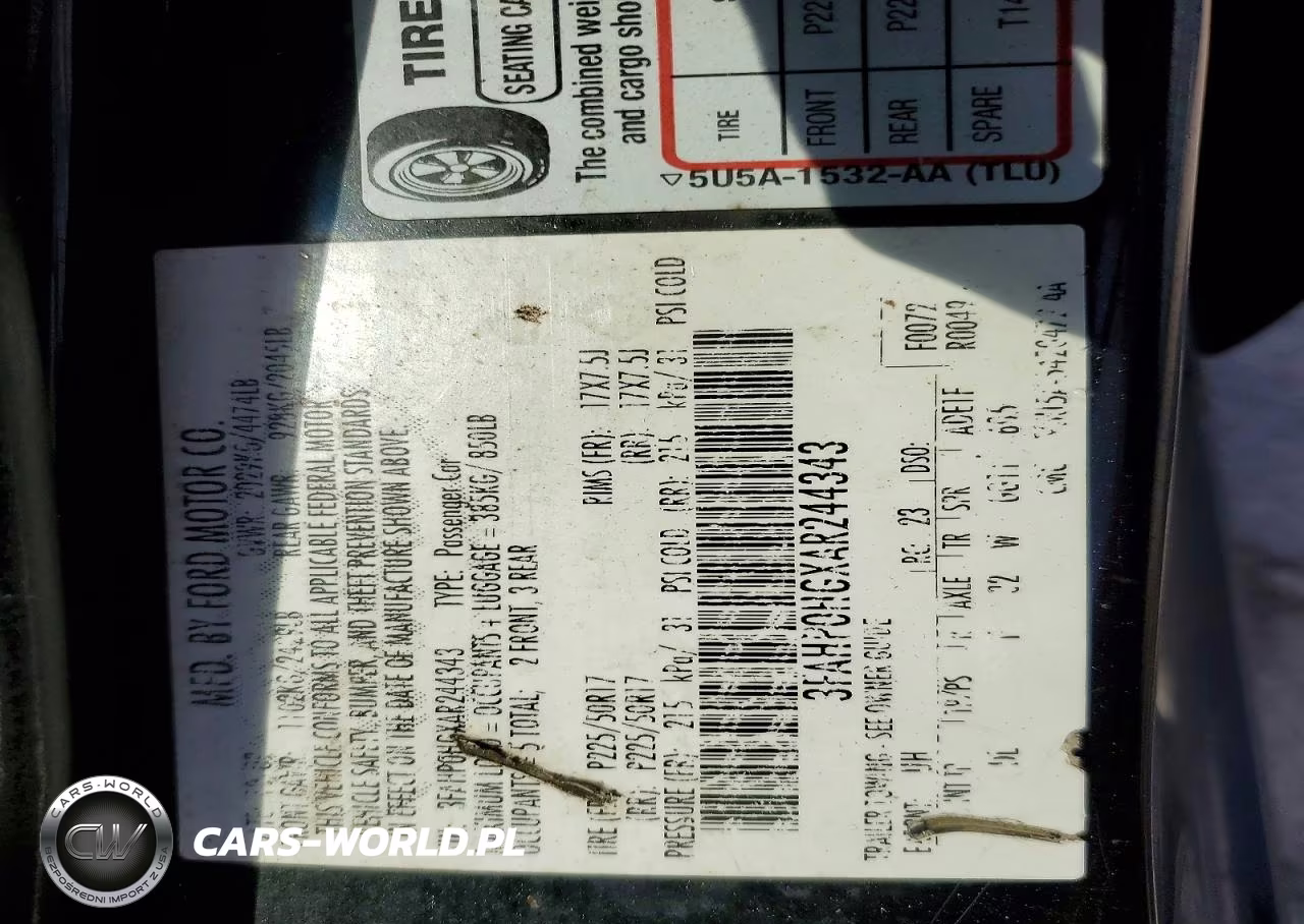 2010 Ford Fusion Se VIN:3FAHP0HGXAR244343 - 12