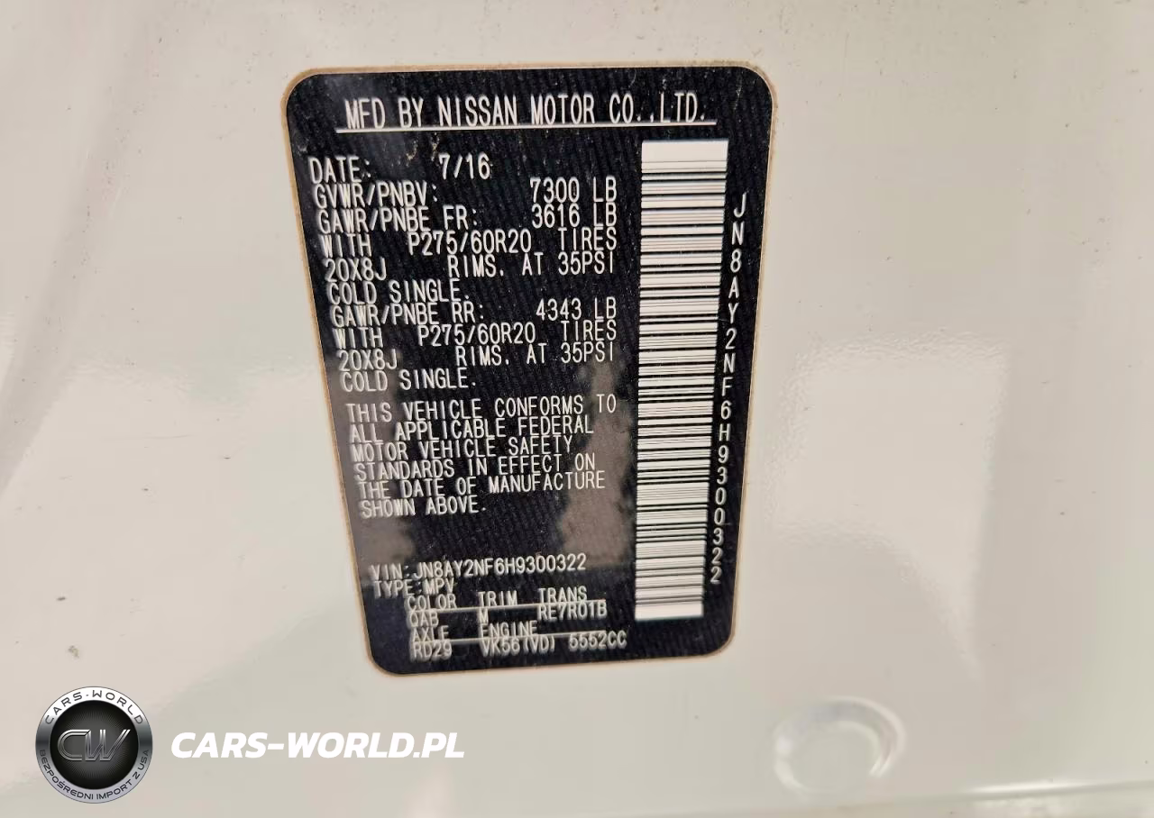 2017 Nissan Armada Platinum VIN:JN8AY2NF6H9300322 - 13