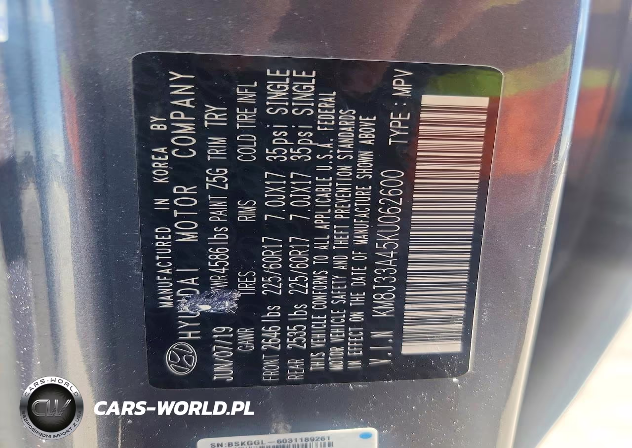 2019 Hyundai Tucson Value VIN:KM8J33A45KU062600 - 14