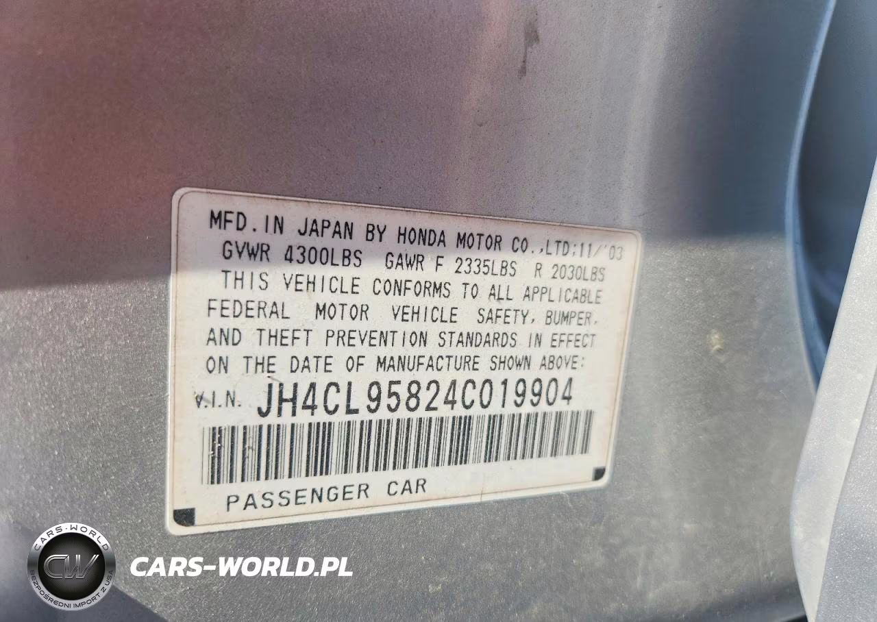 2004 Acura Tsx VIN:JH4CL95824C019904 - 13