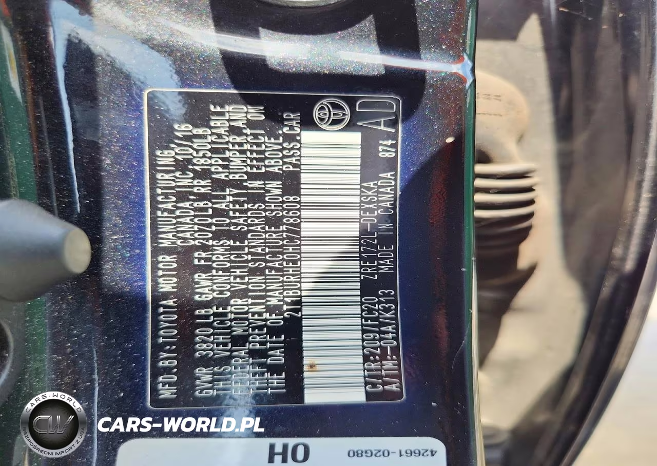 2017 Toyota Corolla Se VIN:2T1BURHE0HC778608 - 12