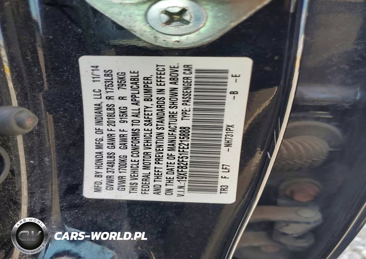 2015 Honda Civic Lx VIN:19XFB2F51FE215888 - 12