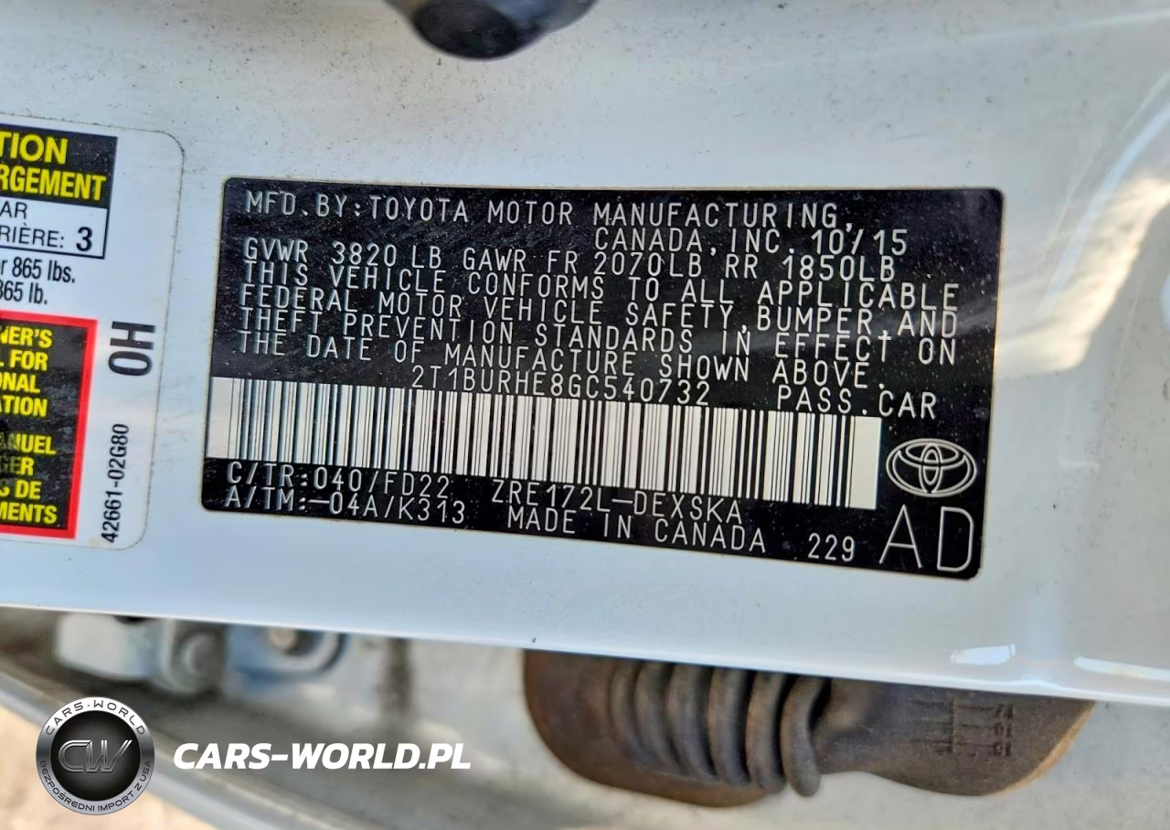 2016 Toyota Corolla S Plus VIN:2T1BURHE8GC540732 - 12