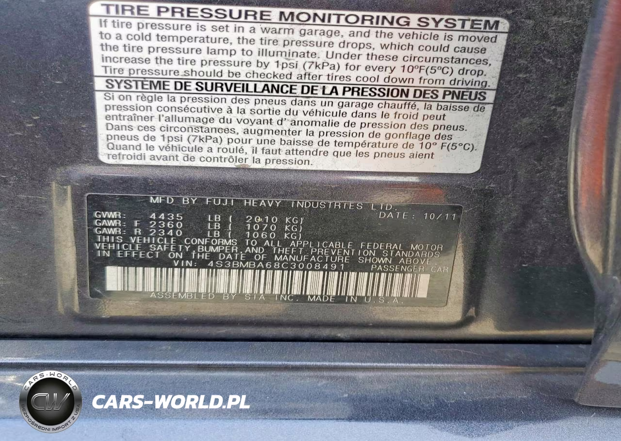 2012 Subaru Legacy 2.5I VIN:4S3BMBA68C3008491 - 12