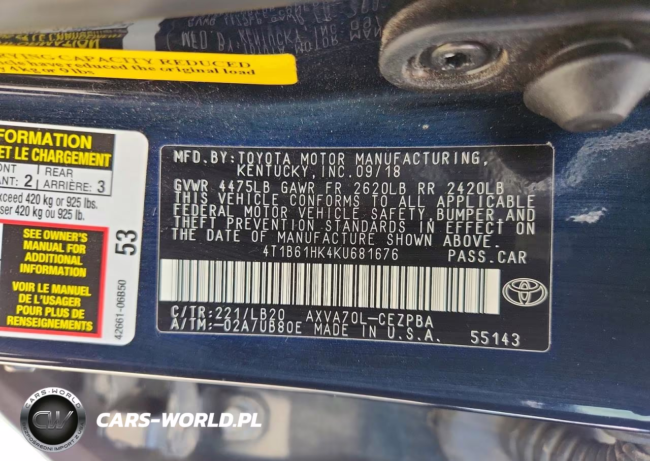 2019 Toyota Camry Xse VIN:4T1B61HK4KU681676 - 12