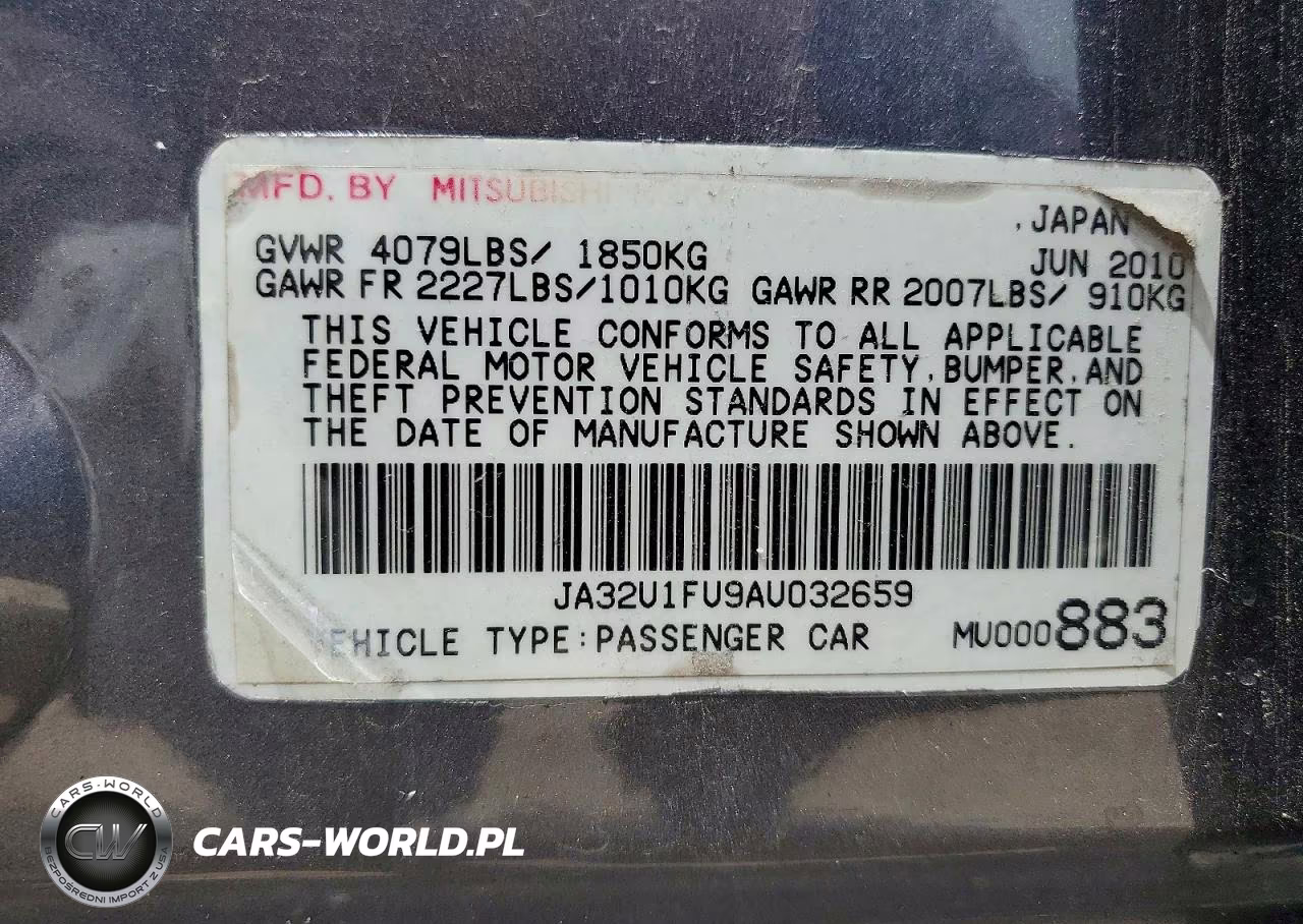 2010 Mitsubishi Lancer De VIN:JA32U1FU9AU032659 - 14