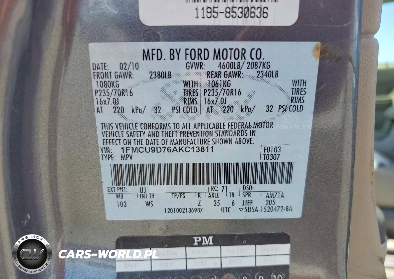 2010 Ford Escape Xlt VIN:1FMCU9D76AKC13811 - 13