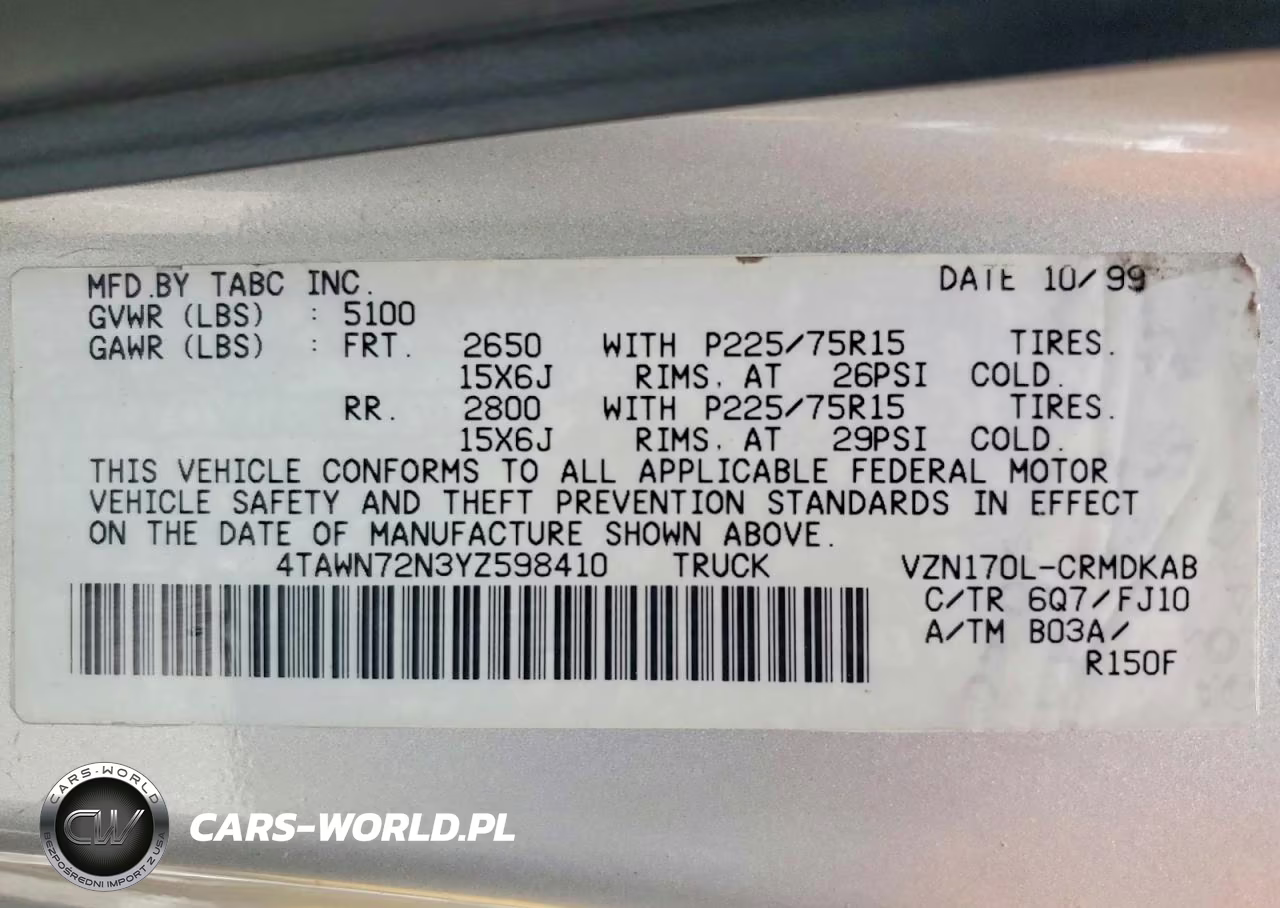 2000 Toyota Tacoma Xtracab VIN:4TAWN72N3YZ598410 - 12