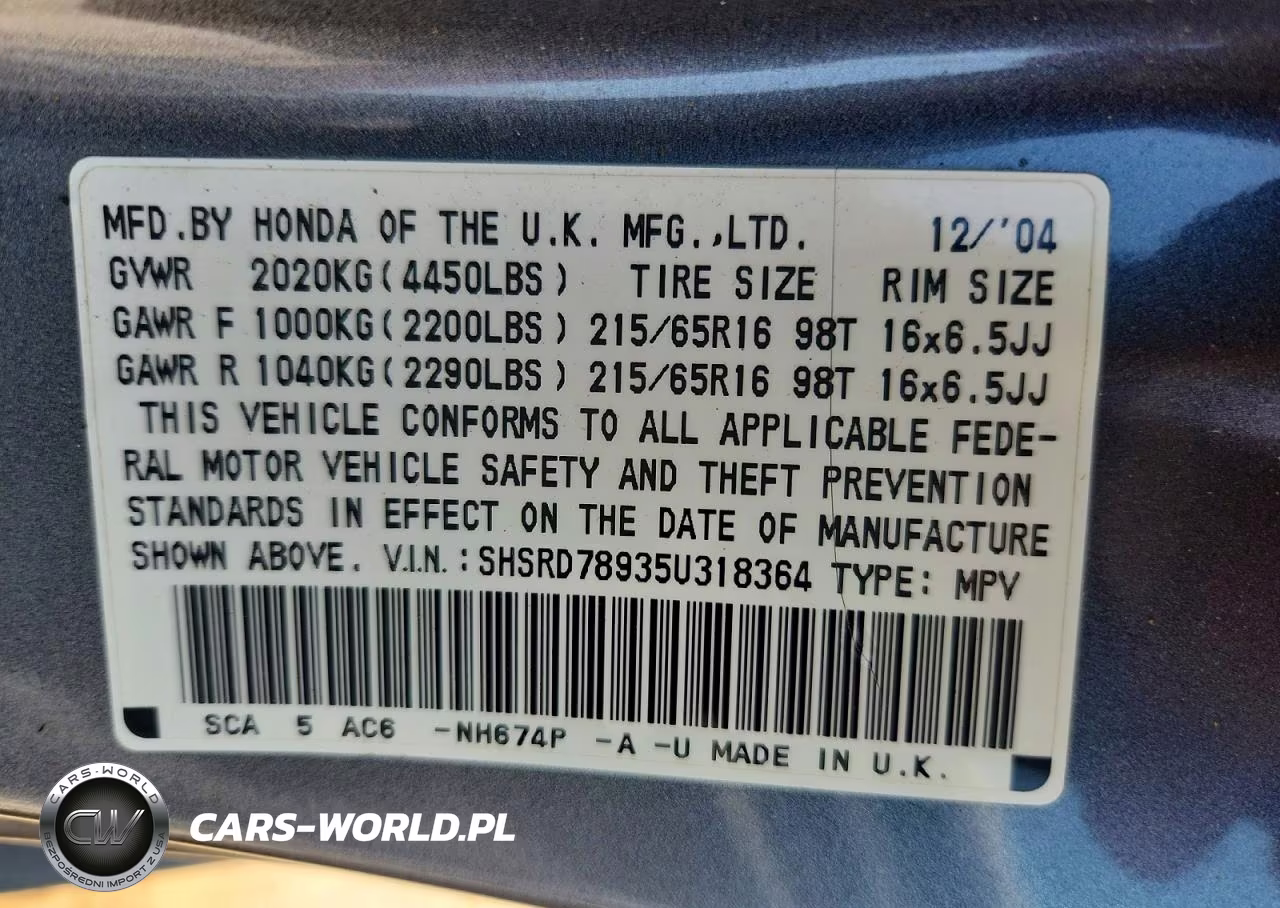 2005 Honda Cr-V Se VIN:SHSRD78935U318364 - 13