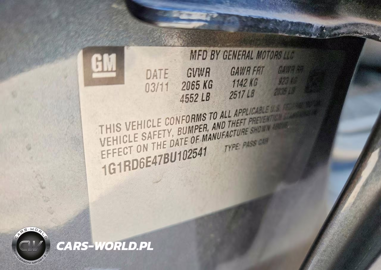 2011 Chevrolet Volt VIN:1G1RD6E47BU102541 - 12