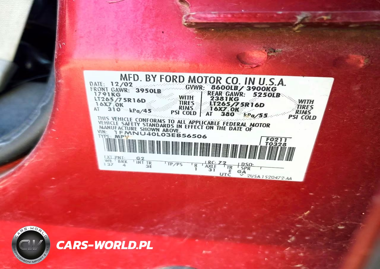 2003 Ford Excursion Xlt VIN:1FMNU40L03EB56506 - 13