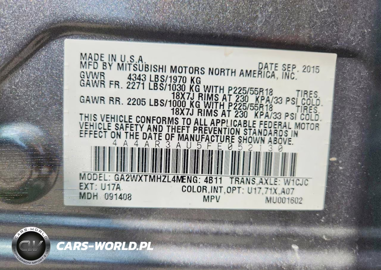 2015 Mitsubishi Outlander Sport Es VIN:4A4AR3AU5FE052130 - 12