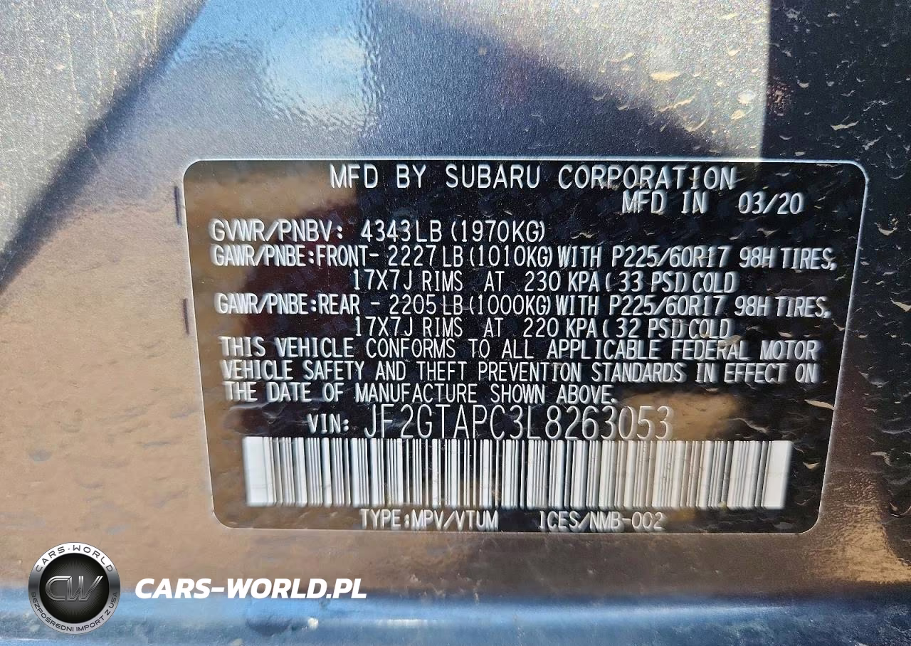 2020 Subaru Crosstrek Premium VIN:JF2GTAPC3L8263053 - 13