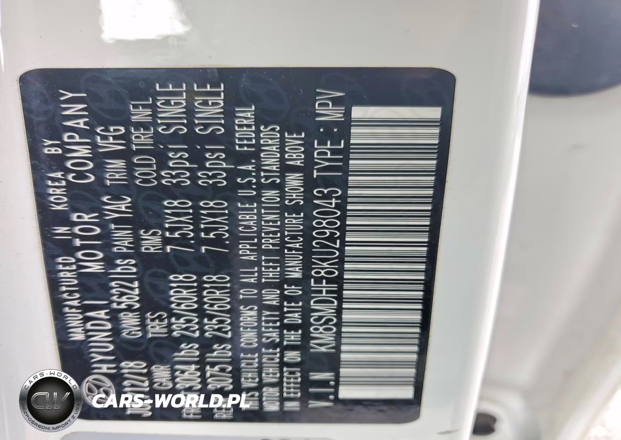 2019 Hyundai Santa Fe Xl Se VIN:KM8SMDHF8KU298043 - 12