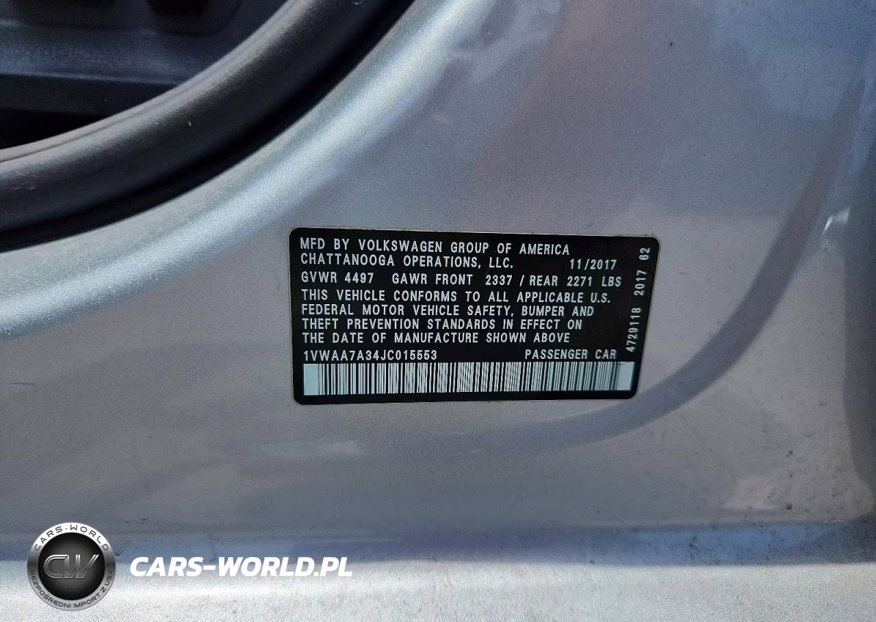 2018 Volkswagen Passat S VIN:1VWAA7A34JC015553 - 12
