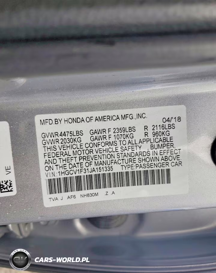 2018 Honda Accord Sport VIN:1HGCV1F31JA151335 - 12