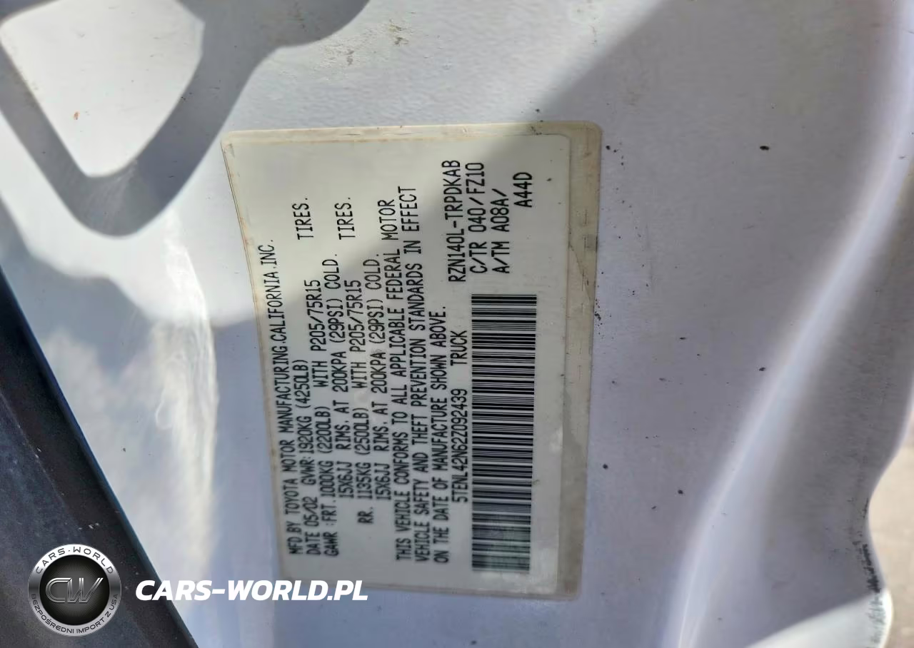 2002 Toyota Tacoma Base VIN:5TENL42N62Z092439 - 12