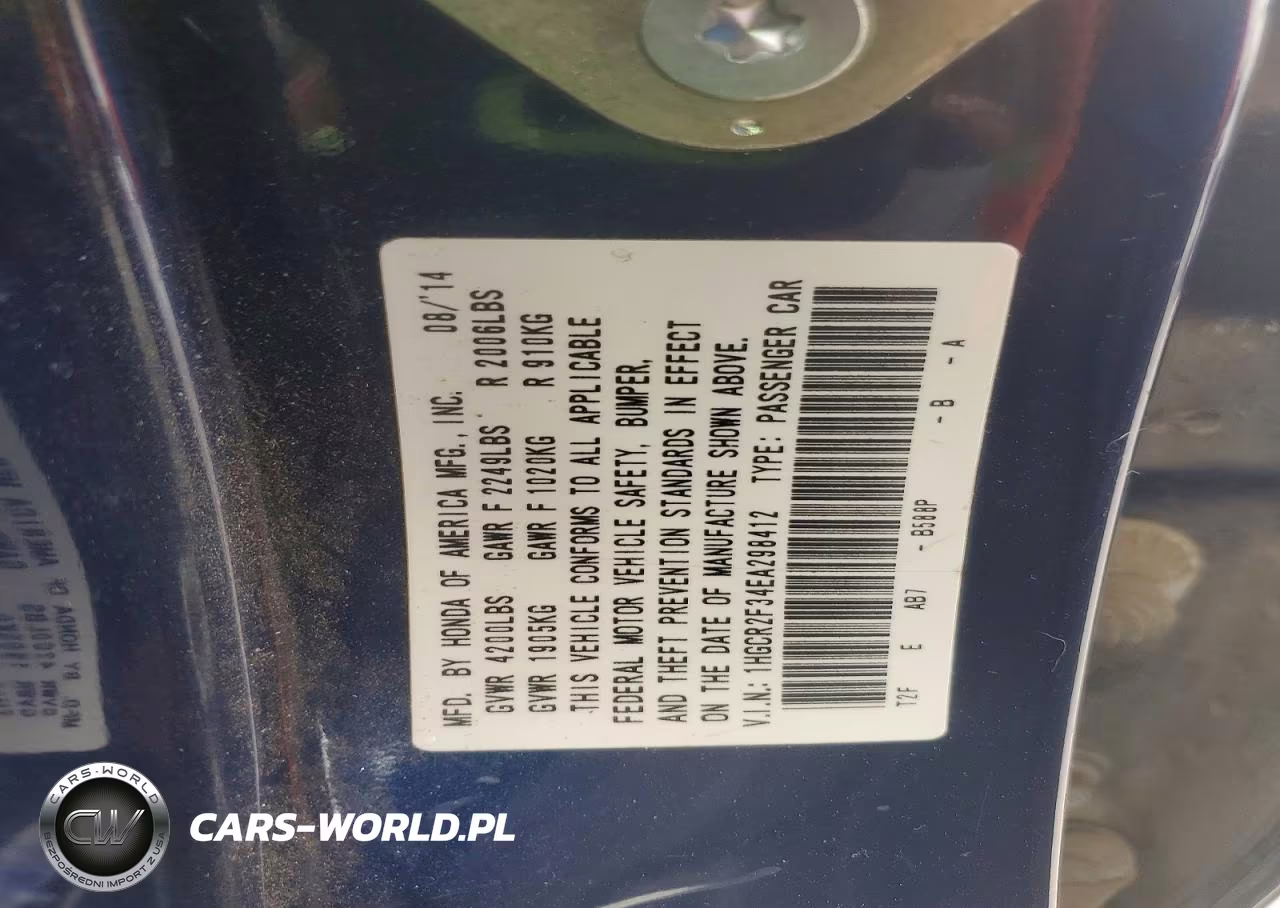 2014 Honda Accord Lx VIN:1HGCR2F34EA298412 - 12