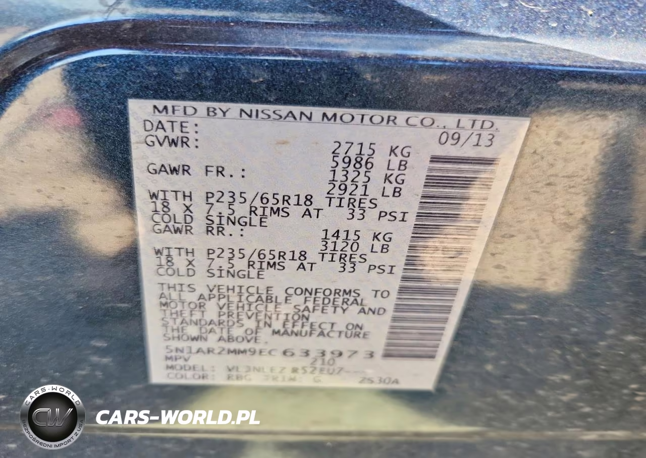2014 Nissan Pathfinder Sv VIN:5N1AR2MM9EC633973 - 13