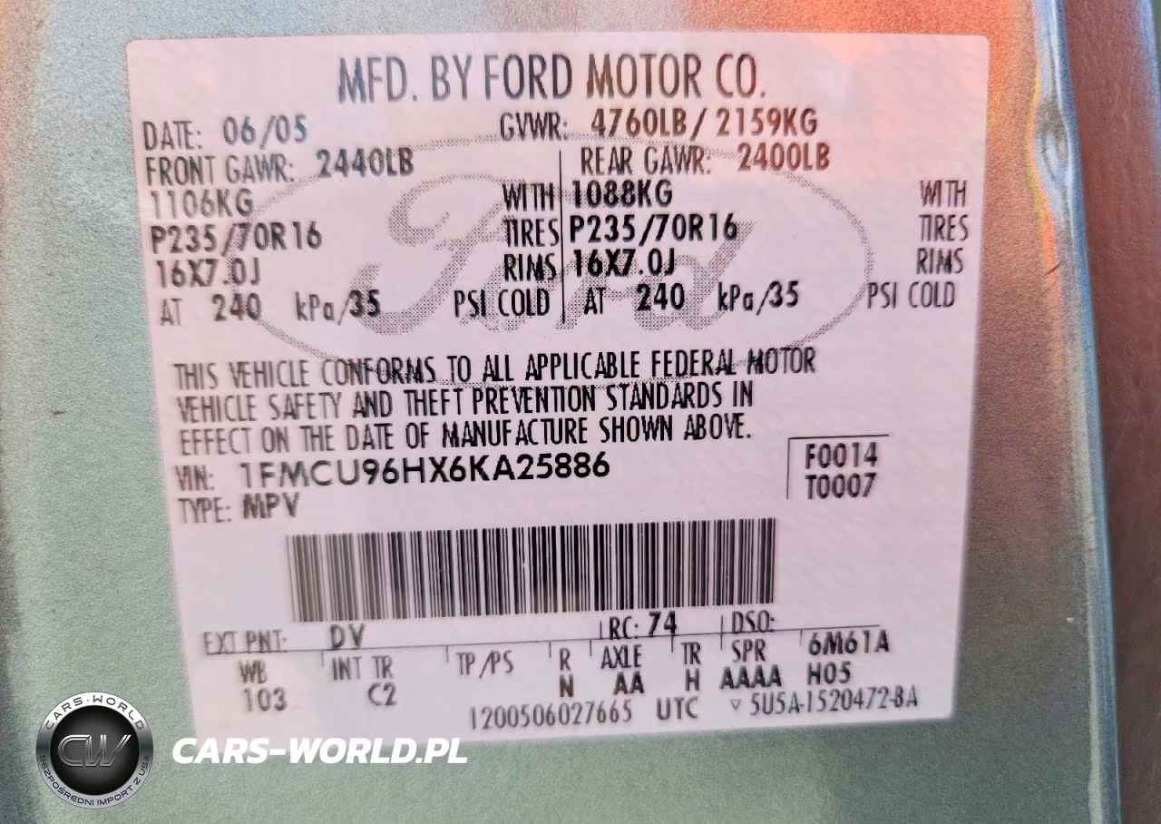 2006 Ford Escape Hev VIN:1FMCU96HX6KA25886 - 13