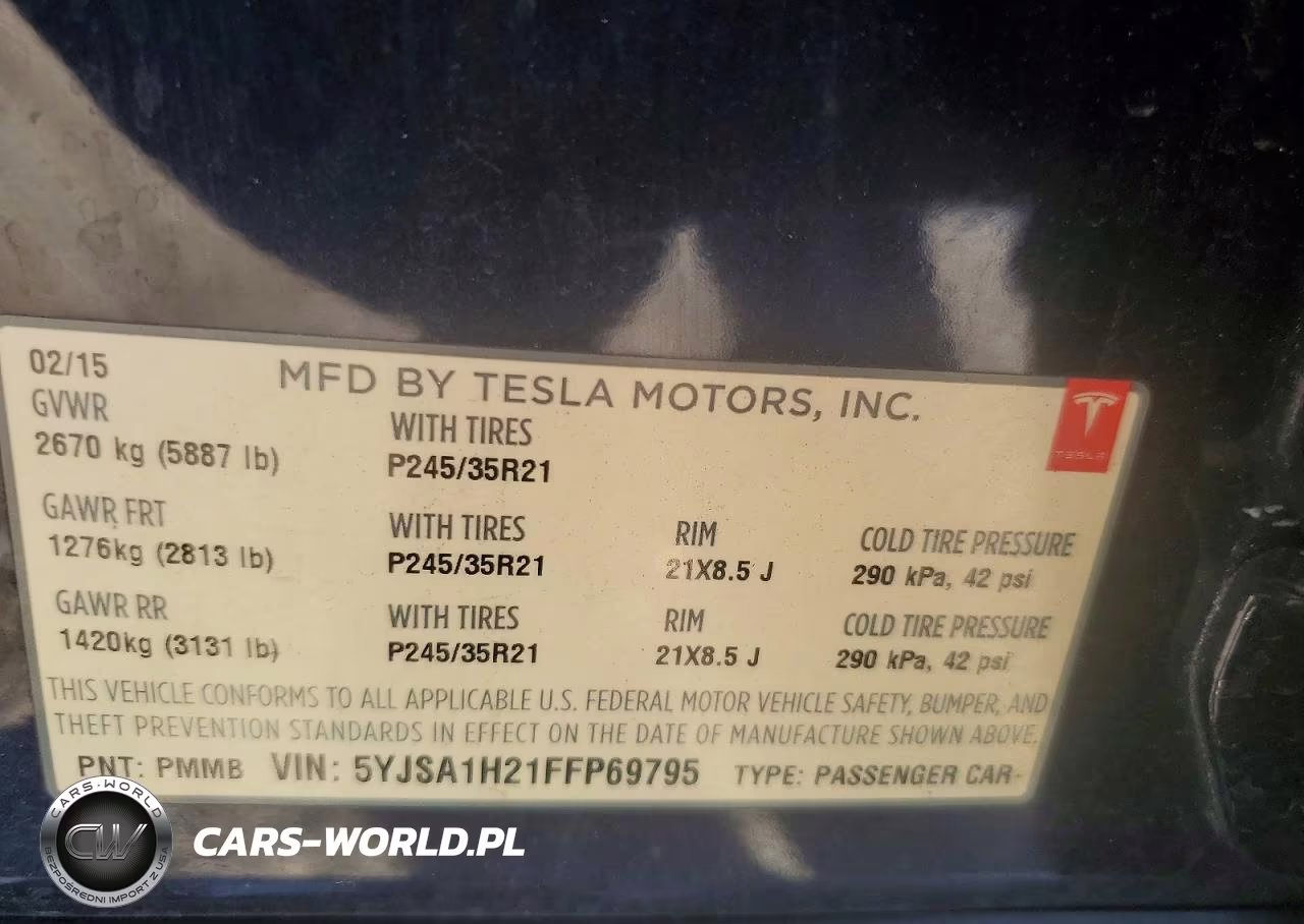 2015 Tesla Model S 85D VIN:5YJSA1H21FFP69795 - 13