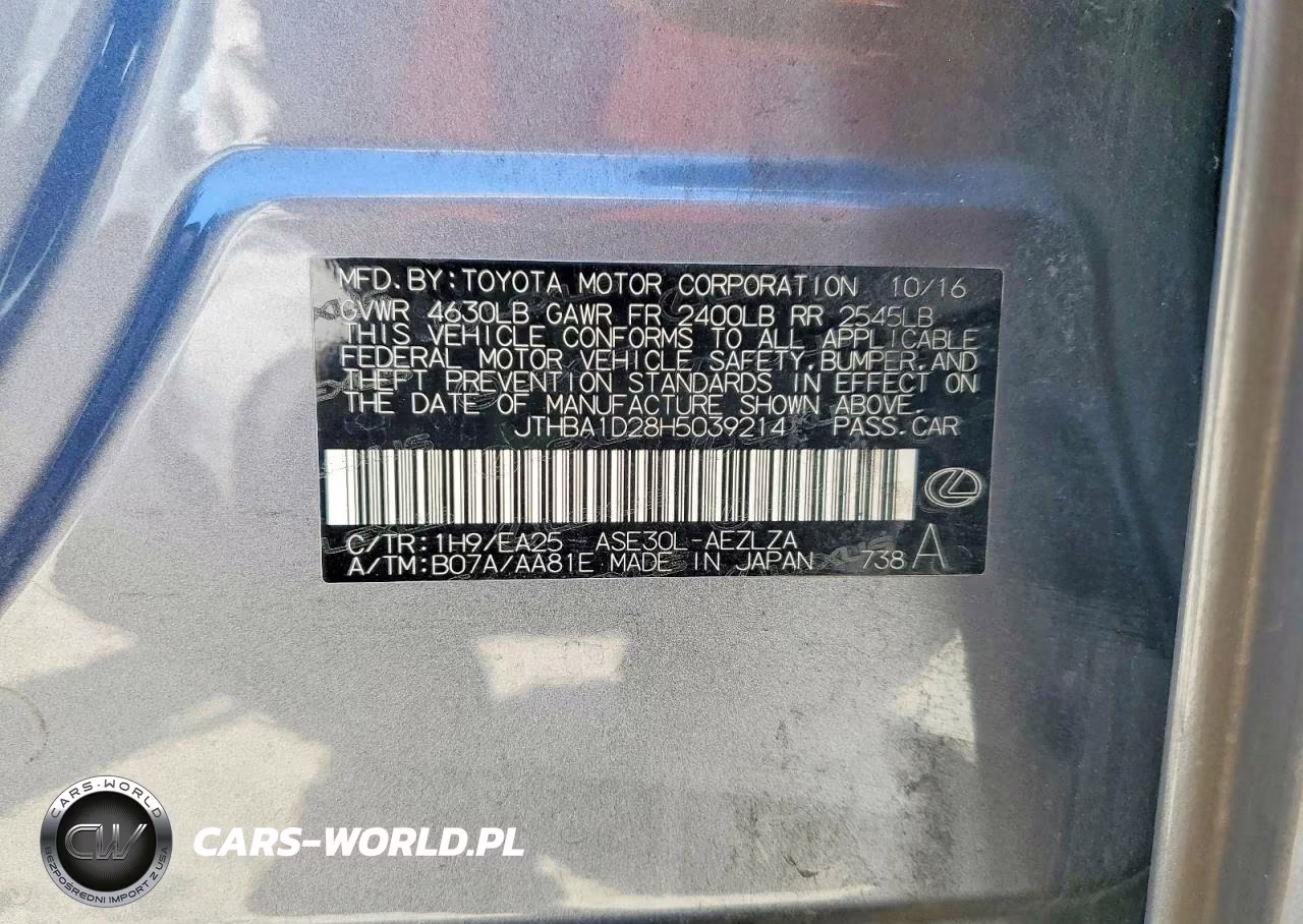 2017 Lexus Is 200T VIN:JTHBA1D28H5039214 - 12