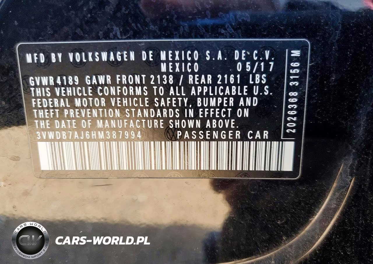 2017 Volkswagen Jetta Se VIN:3VWDB7AJ6HM387994 - 12