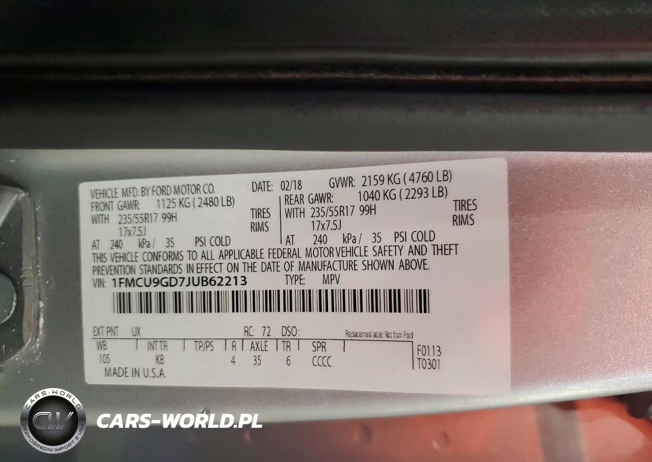2018 Ford Escape Se VIN:1FMCU9GD7JUB62213 - 13