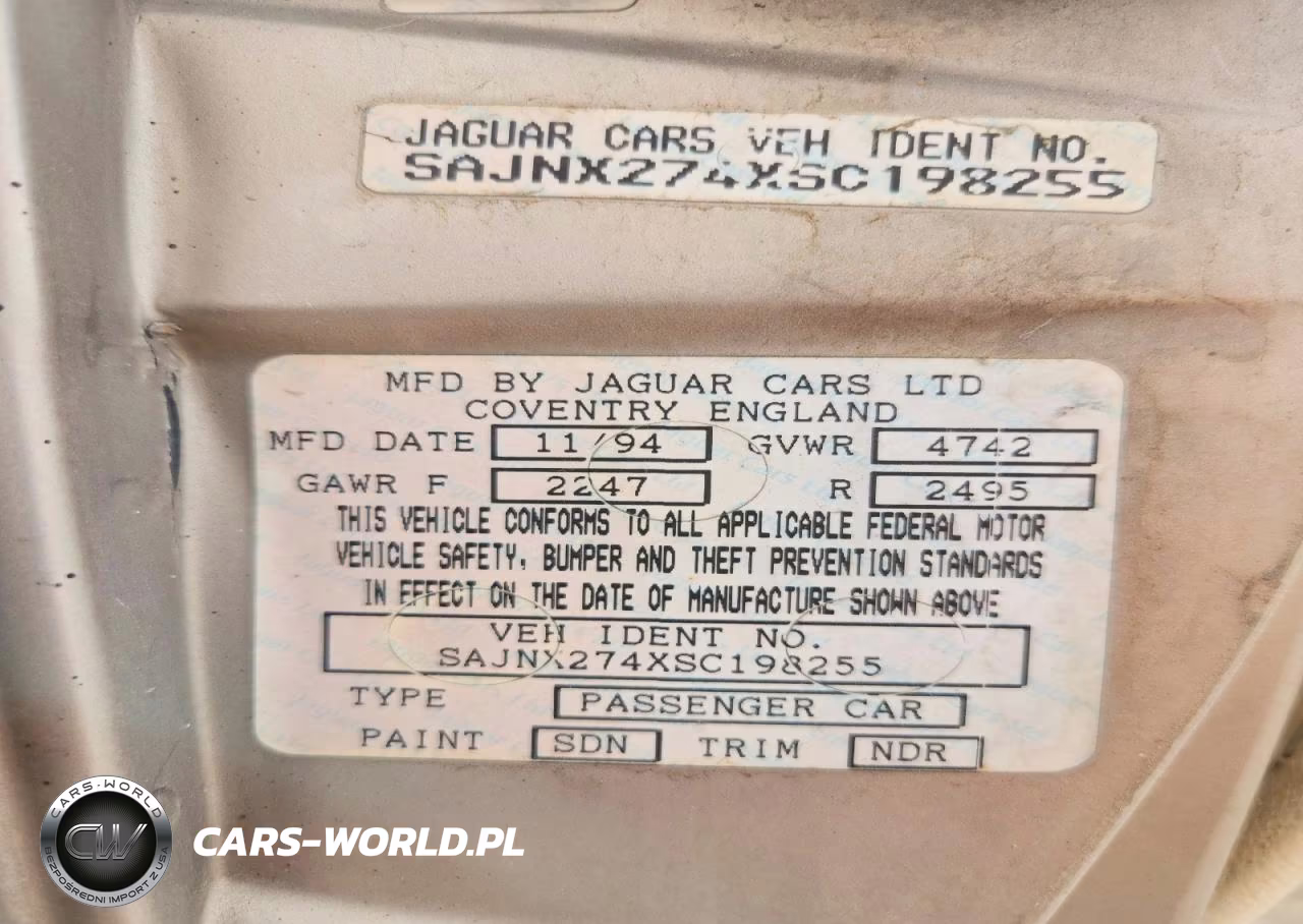 1995 Jaguar Xjs 2+2 VIN:SAJNX274XSC198255 - 13