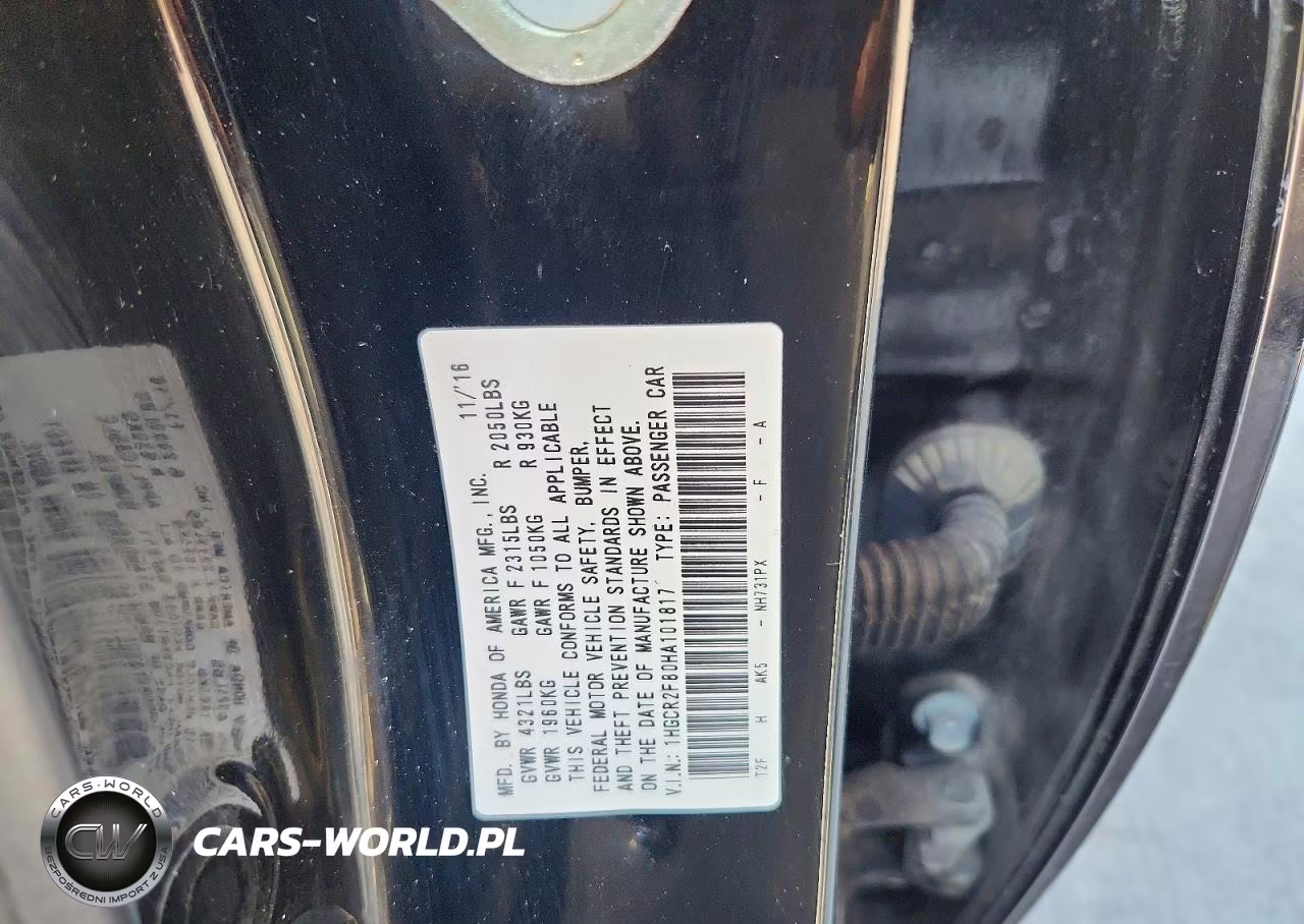 2017 Honda Accord Exl VIN:1HGCR2F80HA101817 - 12