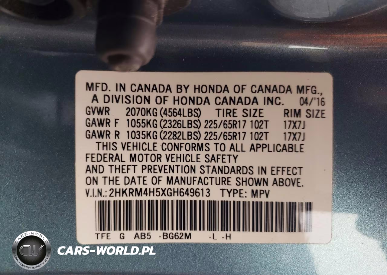 2016 Honda Cr-V Ex VIN:2HKRM4H5XGH649613 - 13