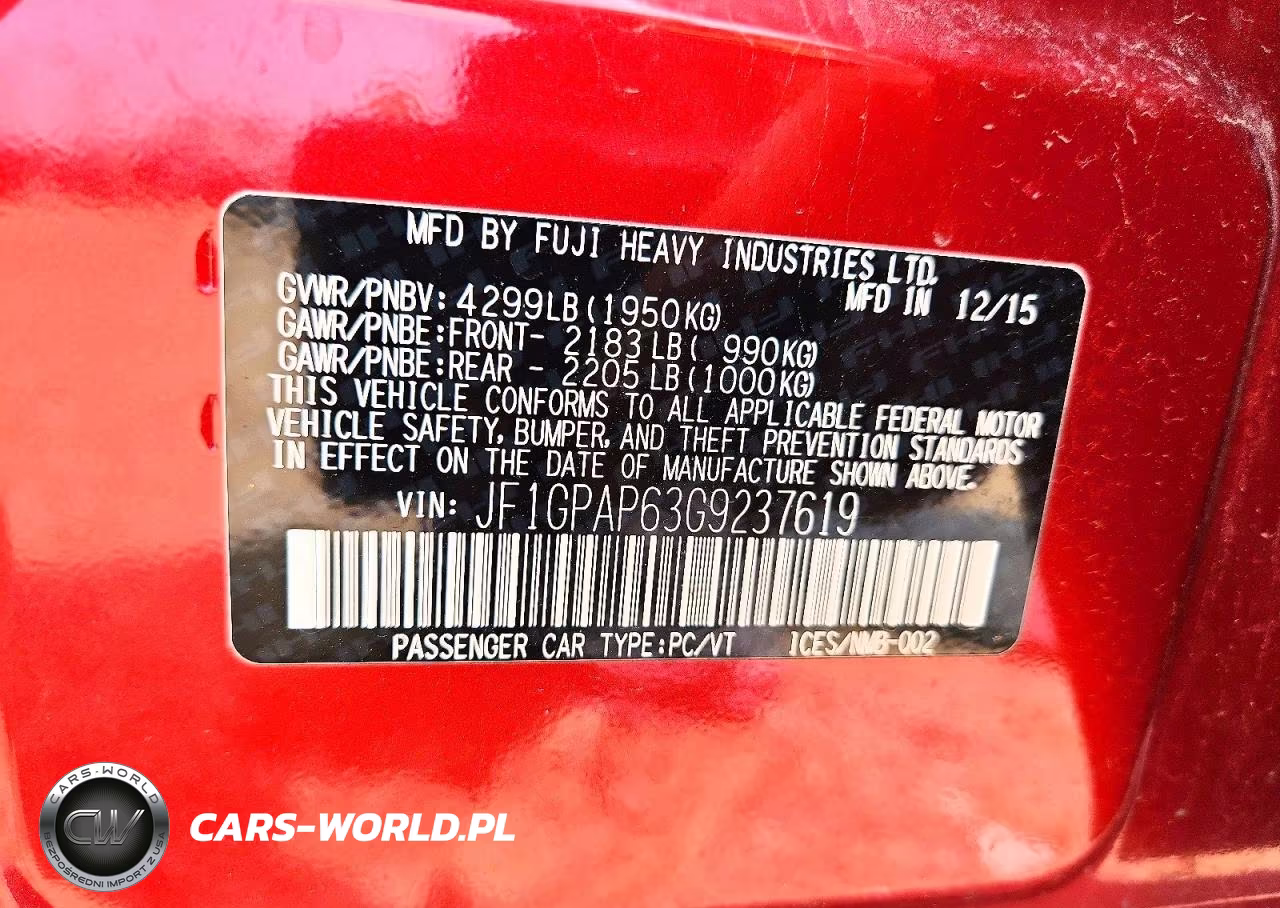 2016 Subaru Impreza Sport Premium VIN:JF1GPAP63G9237619 - 12