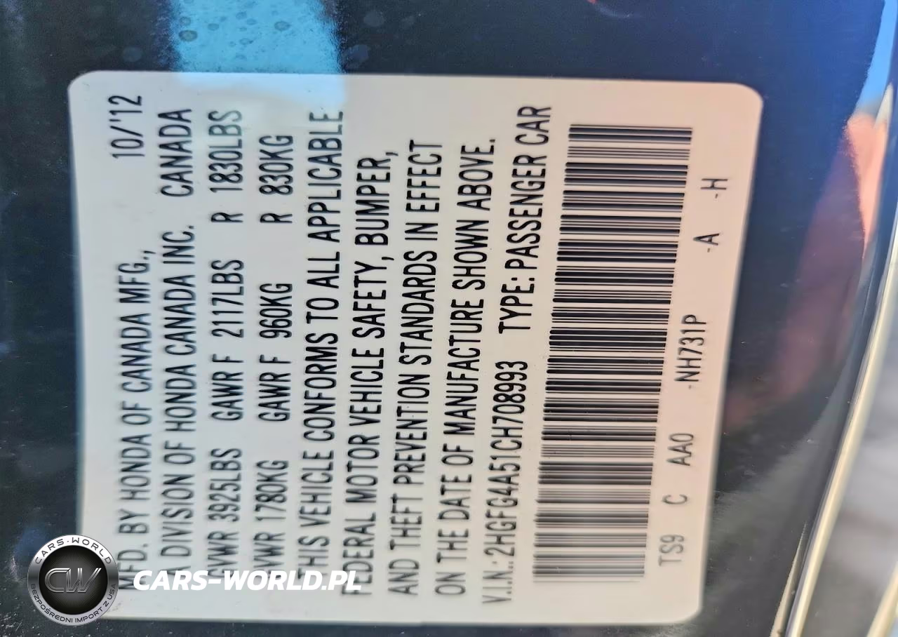 2012 Honda Civic Si VIN:2HGFG4A51CH708993 - 12