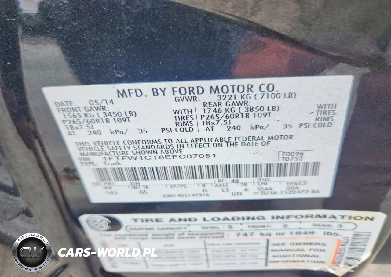 2014 Ford F150 Supercrew VIN:1FTFW1CT8EFC07051 - 13