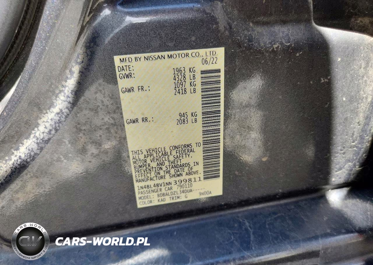 2022 Nissan Altima S VIN:1N4BL4BV1NN399811 - 12
