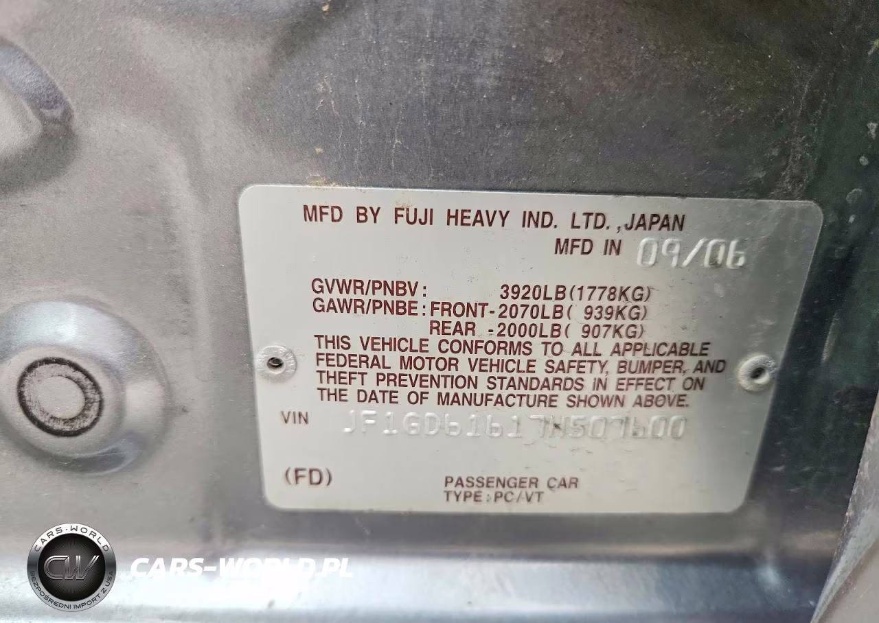 2007 Subaru Impreza 2.5I VIN:JF1GD61617H507600 - 12